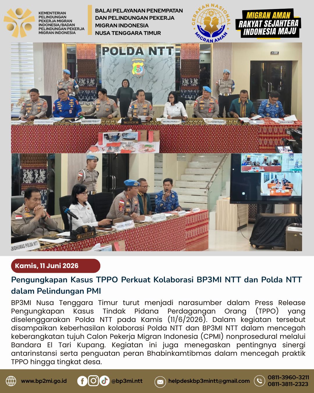 Kolaborasi BP3MI NTT dan Polda NTT Berhasil Ungkap Kasus Dugaan TPPO